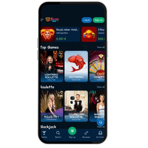 Baxterbet Cazinou mobil